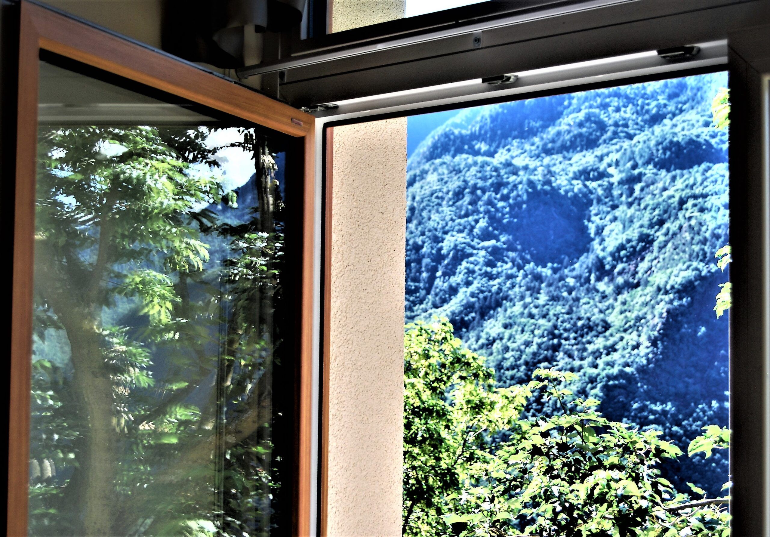 serramento trapezoidale vistro da interno